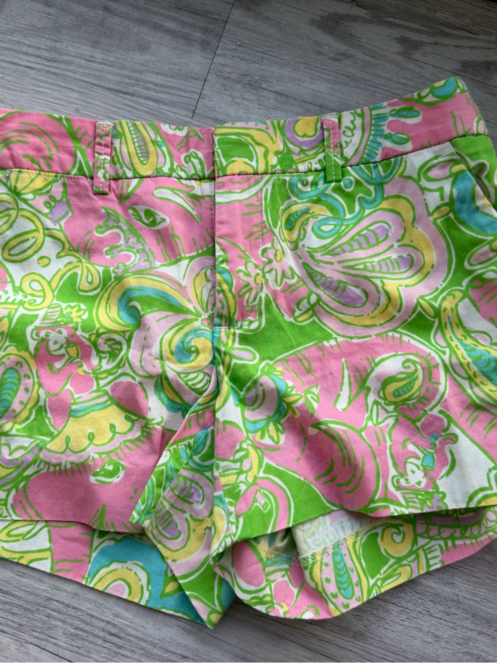 Lilly Pulitzer Pink, Green & Yellow Paisley Cotton Shorts